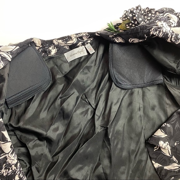 VINTAGE ADRIANNA PAPELL PUFF sleeve Floral 100% Silk  Button Jacket Blouse. - Picture 4 of 11
